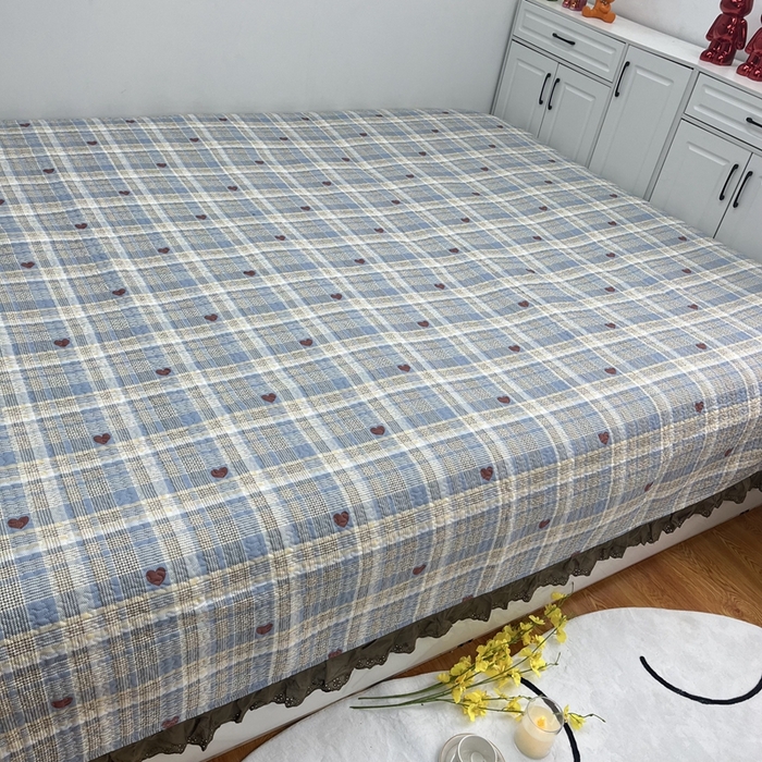 91家纺网 家纺一手货源 找家纺 暖居 2024新款支持定制纯棉榻榻米三件套单件被套农村大炕盖 莱恩蓝