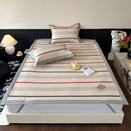 91家纺网 家纺一手货源 找家纺 甜梦 2024新款母婴级7A抗菌养生冰藤席影棚1—平席款 条纹小兔-平席款