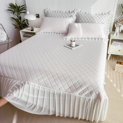 91家纺网 家纺一手货源 找家纺 全季家居 花边凉豆豆床裙款凉席 曲奇饼-粉