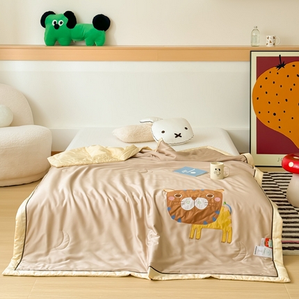 喜多兔儿童家纺 2024新款莫代尔夏被空调被-萌宝宝系列 卡其色小老虎多多