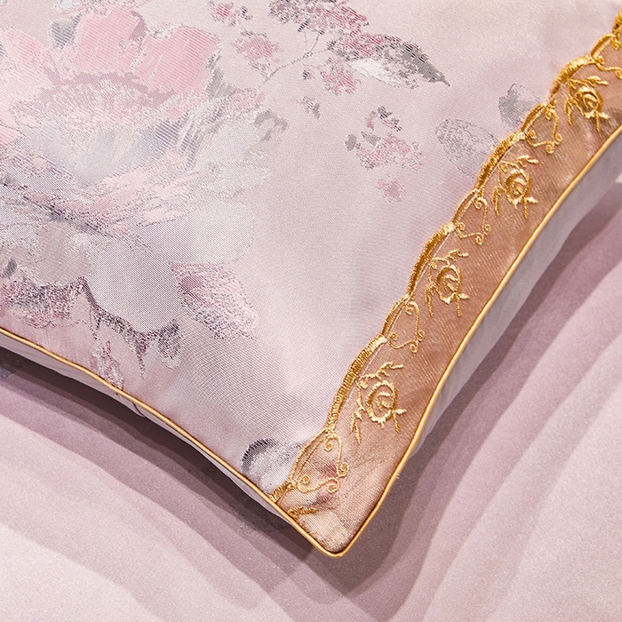 91家纺网 家纺一手货源 找家纺 罗艺轩 2024新款欧式色织大提花床裙凉席 紫萱