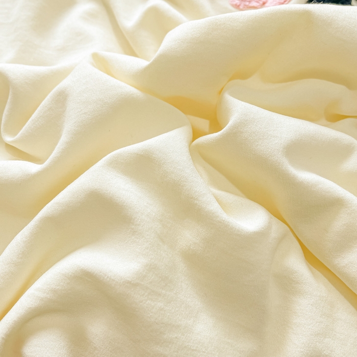 91家纺网 家纺一手货源 找家纺 宜家坊2024新款韩系花边ins风水洗棉夏被四件套 喵喵-米黄