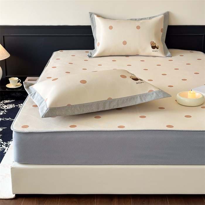 91家纺网 家纺一手货源 找家纺 甜梦 2024新款母婴级7A抗菌养生冰藤席影棚1—床笠款 小橡子（床笠款）