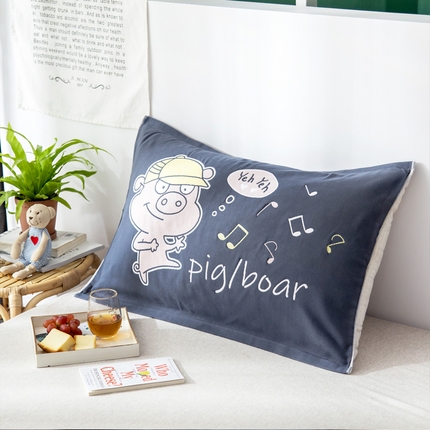 91家纺网 家纺一手货源 找家纺 朴尔2024新款儿童定位卡通大版花全棉四层纱布枕巾 兜兜猪53*78CM（成人）/对