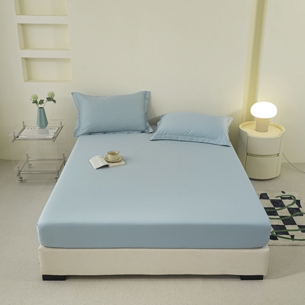 91家纺网 家纺一手货源 找家纺 （总）百寐  2024新款13372全棉纯色床笠枕套床垫保护套