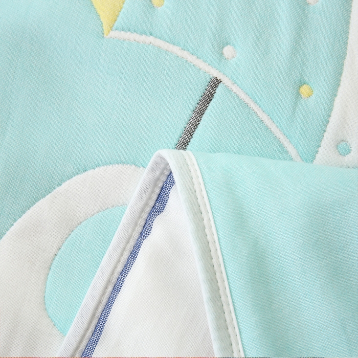 91家纺网 家纺一手货源 找家纺 朴尔家纺-毛巾被 2024年全棉十层纱布加厚儿童盖被毛巾被 打伞的小象绿