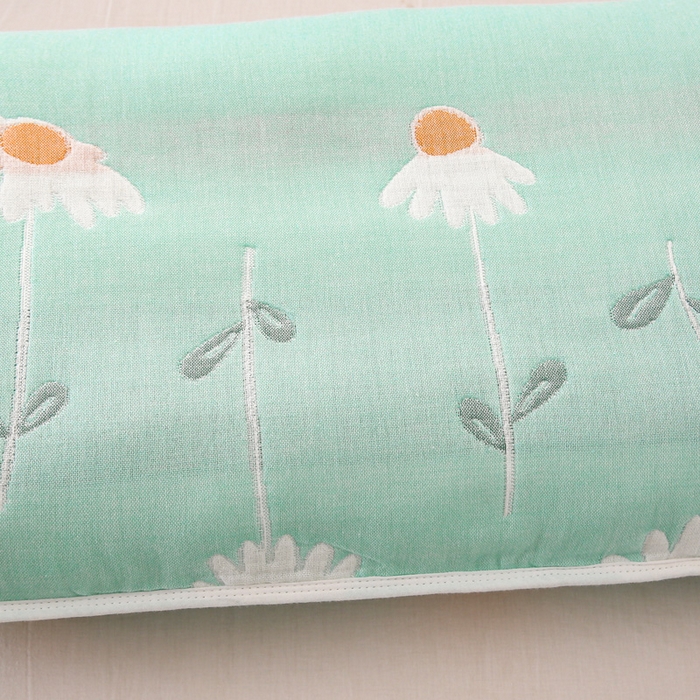 91家纺网 家纺一手货源 找家纺 朴尔家纺-毛巾被 2024新款全棉卡通六层纱布儿童枕套 一米阳光绿