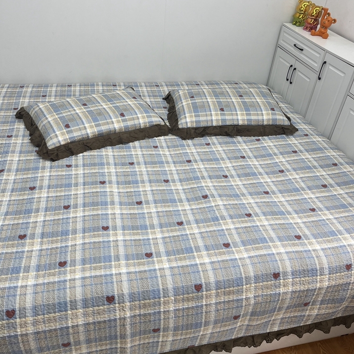 91家纺网 家纺一手货源 找家纺 暖居 2024新款支持定制纯棉榻榻米三件套单件被套农村大炕盖 莱恩蓝