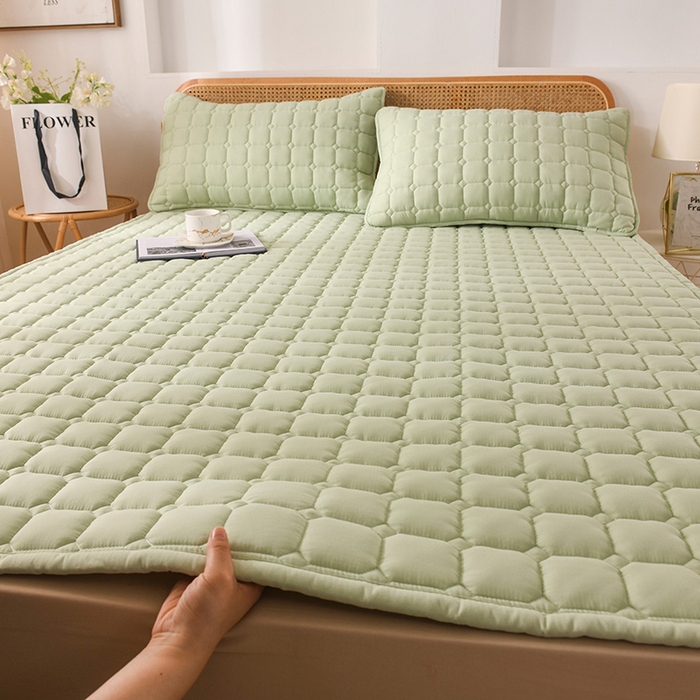 91家纺网 家纺一手货源 找家纺 恋绒家纺 2025升级款水洗棉床褥隔尿防水床垫隔尿垫护理垫床护罩垫子 防水款-烟豆青