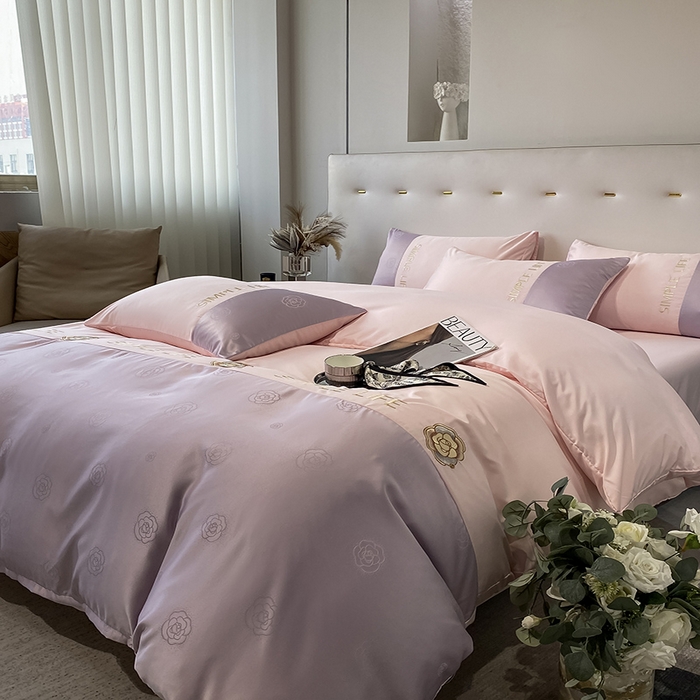 91家纺网 家纺一手货源 找家纺 澳梵 新款水洗真丝刺绣四件套【卢浮之夜】 卢浮之夜-紫玉