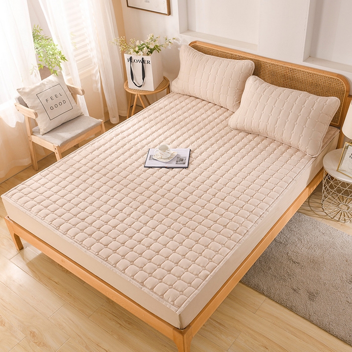 91家纺网 家纺一手货源 找家纺 恋绒家纺 2025升级款水洗棉床褥隔尿防水床垫隔尿垫护理垫床护罩垫子 防水款-浅驼色