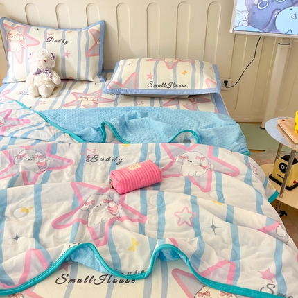 安哆啦 2024新款A类凉感丝冰豆豆夏被冰丝席冰藤席四件套 夏被-怦然心动