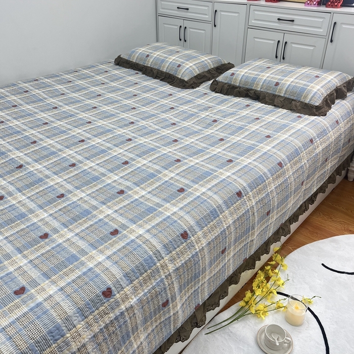 91家纺网 家纺一手货源 找家纺 暖居 2024新款支持定制纯棉榻榻米三件套单件被套农村大炕盖 莱恩蓝