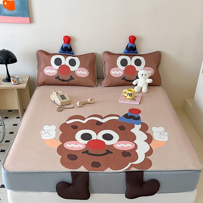 91家纺网 家纺一手货源 找家纺 昔可家纺 2024新款异形床笠款冰丝凉席 开心饼干