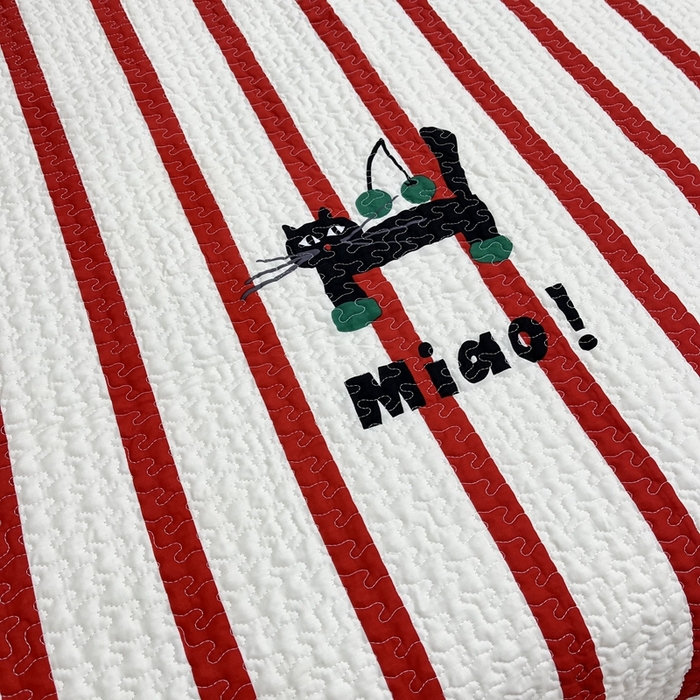 91家纺网 家纺一手货源 找家纺 暖居 2024新款支持定制纯棉榻榻米三件套单件被套农村大炕盖 条纹猫