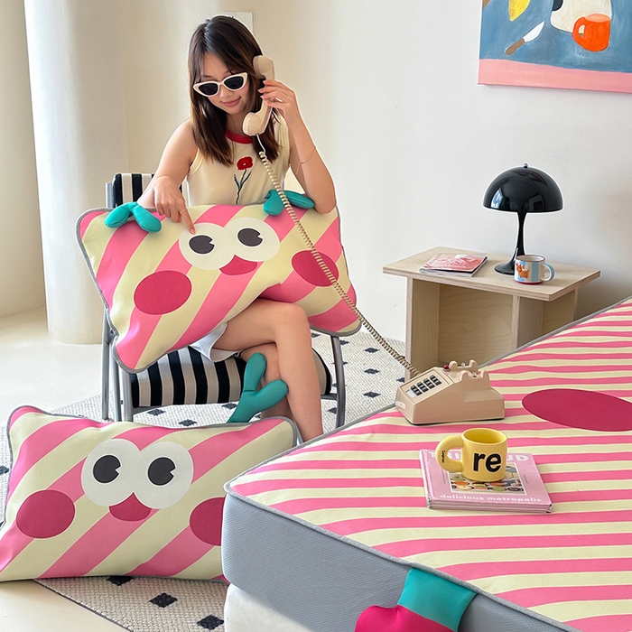 91家纺网 家纺一手货源 找家纺 昔可家纺 2024新款异形床笠款冰丝凉席 多巴胺鹿角