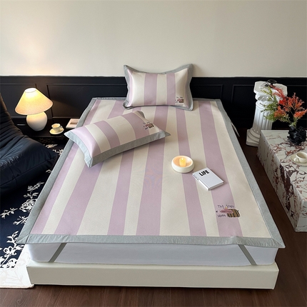 91家纺网 家纺一手货源 找家纺 甜梦 2024新款母婴级7A抗菌养生冰藤席影棚1—平席款 紫色小河马-平席款