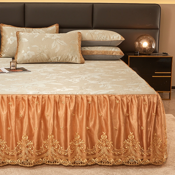 91家纺网 家纺一手货源 找家纺 （总）罗艺轩 2024新款欧式色织大提花床裙凉席