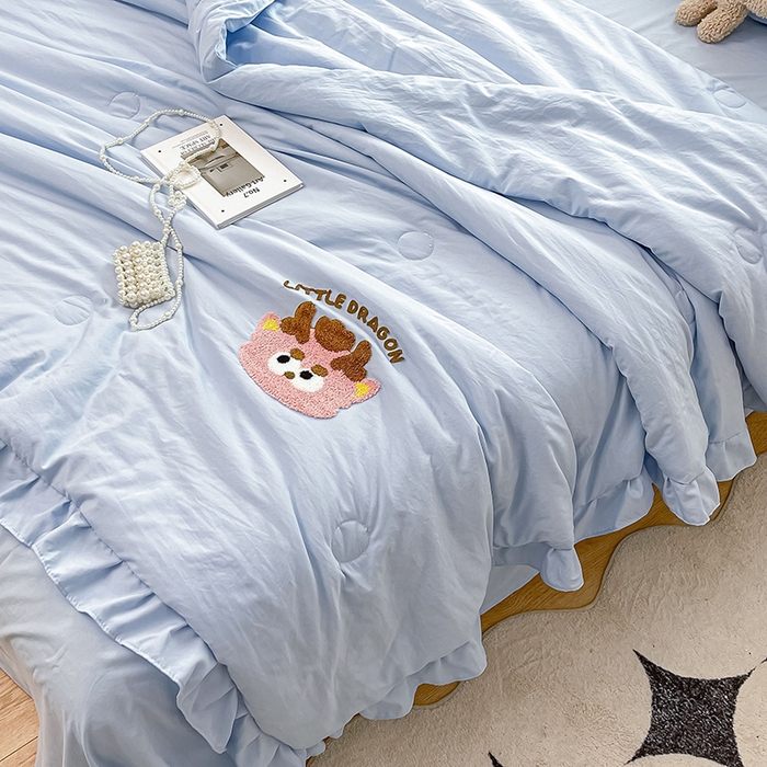 91家纺网 家纺一手货源 找家纺 （总）宜家坊2024新款韩系花边ins风水洗棉夏被四件套