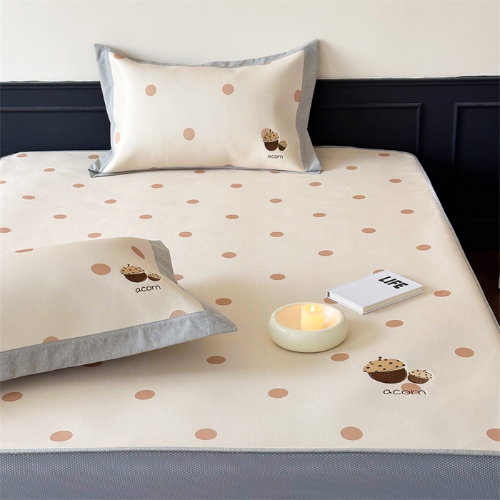 91家纺网 家纺一手货源 找家纺 甜梦 2024新款母婴级7A抗菌养生冰藤席影棚1—床笠款 小橡子（床笠款）