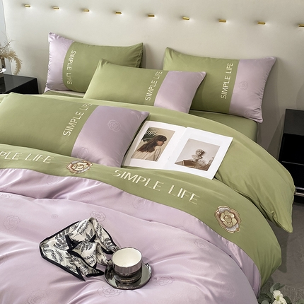 91家纺网 家纺一手货源 找家纺 澳梵 新款水洗真丝刺绣四件套【卢浮之夜】 卢浮之夜-紫绿