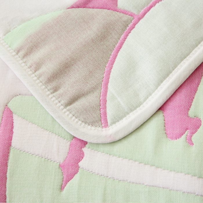 91家纺网 家纺一手货源 找家纺 朴尔家纺-毛巾被 2024年全棉十层纱布加厚儿童盖被毛巾被 爱跳舞的姑娘绿