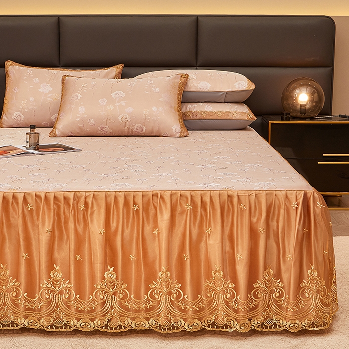 91家纺网 家纺一手货源 找家纺 罗艺轩 2024新款欧式色织大提花床裙凉席 寻微