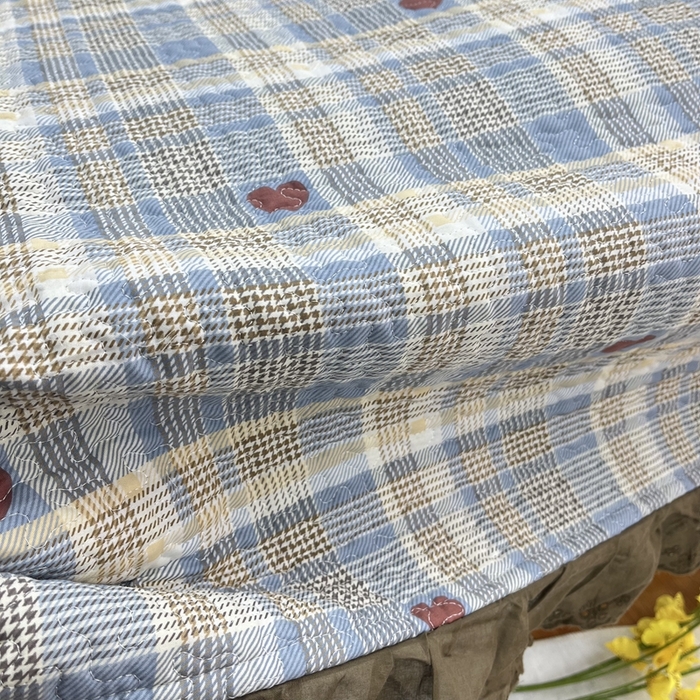 91家纺网 家纺一手货源 找家纺 暖居 2024新款支持定制纯棉榻榻米三件套单件被套农村大炕盖 莱恩蓝