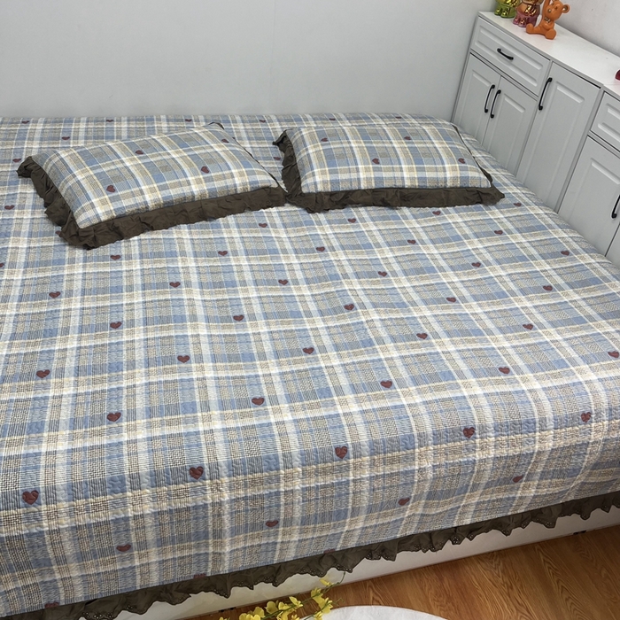 91家纺网 家纺一手货源 找家纺 暖居 2024新款支持定制纯棉榻榻米三件套单件被套农村大炕盖 莱恩蓝