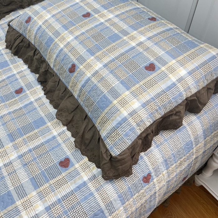 91家纺网 家纺一手货源 找家纺 暖居 2024新款支持定制纯棉榻榻米三件套单件被套农村大炕盖 莱恩蓝