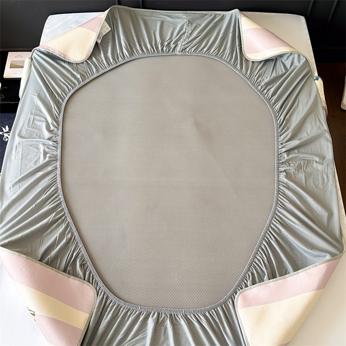 91家纺网 家纺一手货源 找家纺 甜梦 2024新款母婴级7A抗菌养生冰藤席影棚1—床笠款 紫色小河马（床笠款）