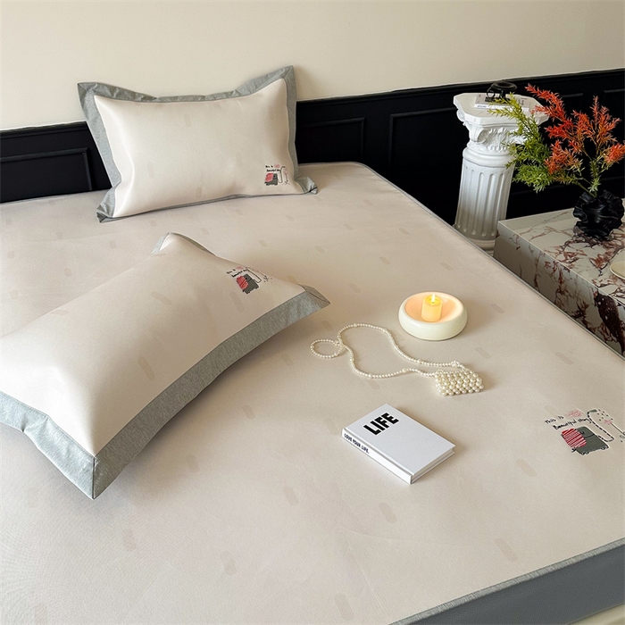 91家纺网 家纺一手货源 找家纺 甜梦 2024新款母婴级7A抗菌养生冰藤席影棚1—床笠款 波点小象（床笠款）