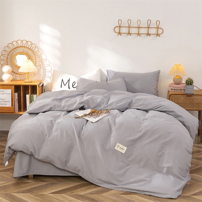 91家纺网 家纺一手货源 找家纺 金泰莱 2025新款全棉四件套长绒棉纯棉四件套纯色四件套 灰色