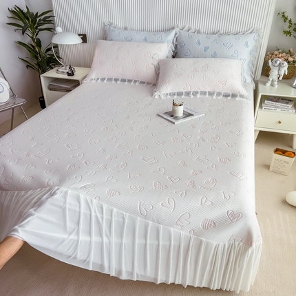 91家纺网 家纺一手货源 找家纺 全季家居 花边凉豆豆床裙款凉席 星愿-粉