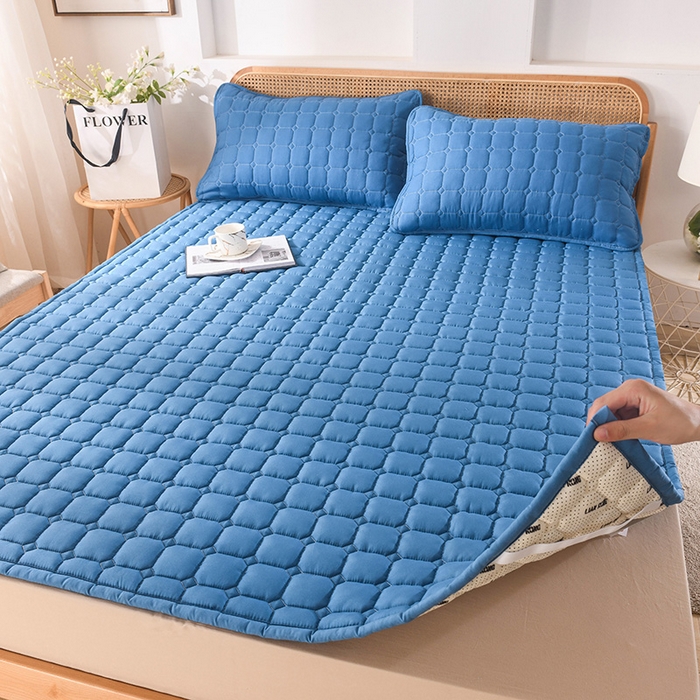 91家纺网 家纺一手货源 找家纺 恋绒家纺 2025升级款水洗棉床褥隔尿防水床垫隔尿垫护理垫床护罩垫子 防水款-远山蓝