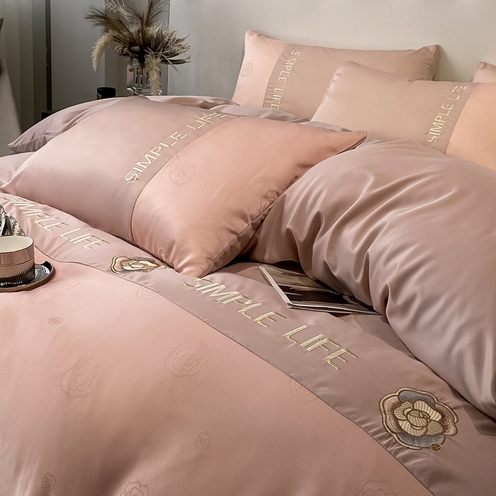 91家纺网 家纺一手货源 找家纺 澳梵 新款水洗真丝刺绣四件套【卢浮之夜】 卢浮之夜-豆沙