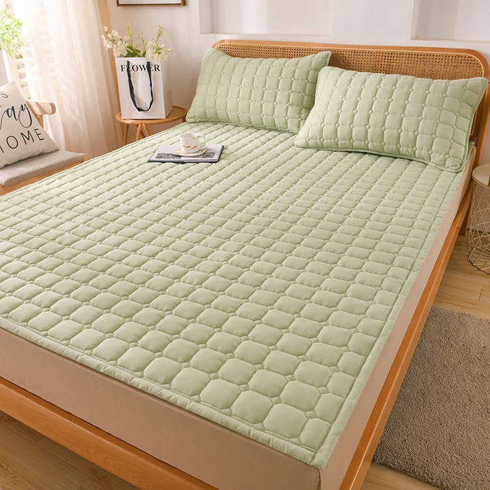 91家纺网 家纺一手货源 找家纺 恋绒家纺 2025升级款水洗棉床褥隔尿防水床垫隔尿垫护理垫床护罩垫子 防水款-烟豆青