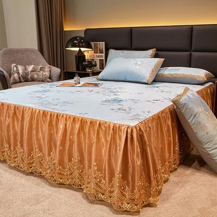 91家纺网 家纺一手货源 找家纺 （总）罗艺轩 2024新款欧式色织大提花床裙凉席