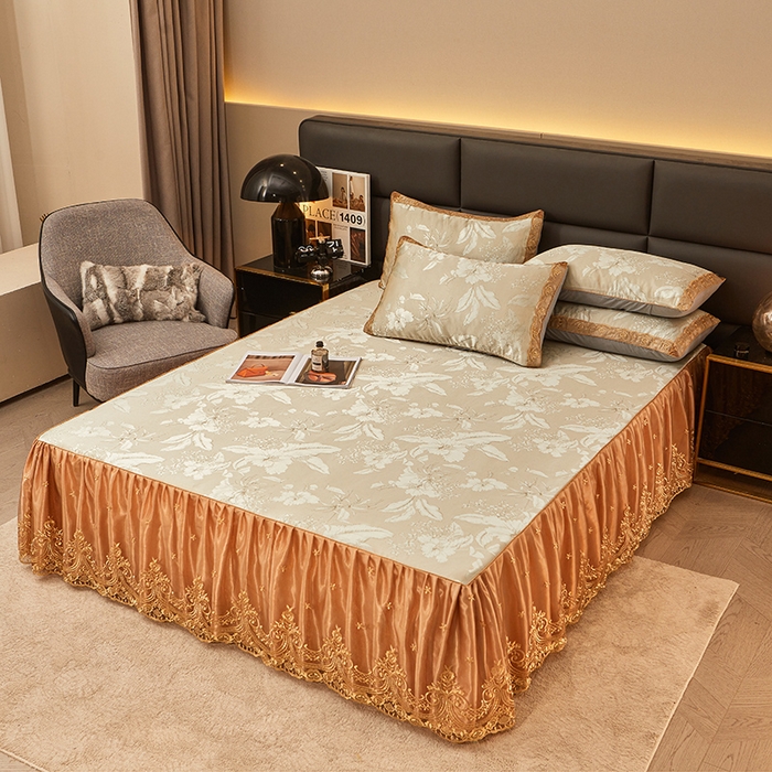 91家纺网 家纺一手货源 找家纺 （总）罗艺轩 2024新款欧式色织大提花床裙凉席