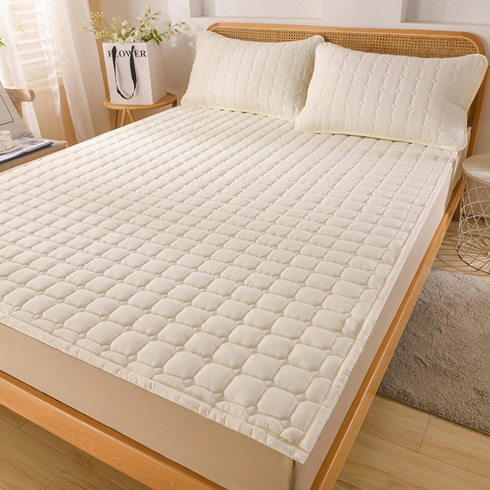 91家纺网 家纺一手货源 找家纺 恋绒家纺 2025升级款水洗棉床褥隔尿防水床垫隔尿垫护理垫床护罩垫子 防水款-奶油色