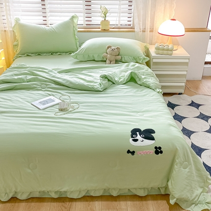 91家纺网 家纺一手货源 找家纺 （总）宜家坊2024新款韩系花边ins风水洗棉夏被四件套