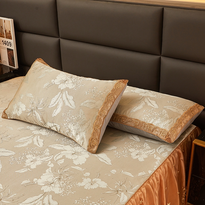 91家纺网 家纺一手货源 找家纺 罗艺轩 2024新款欧式色织大提花床裙凉席 妍艺