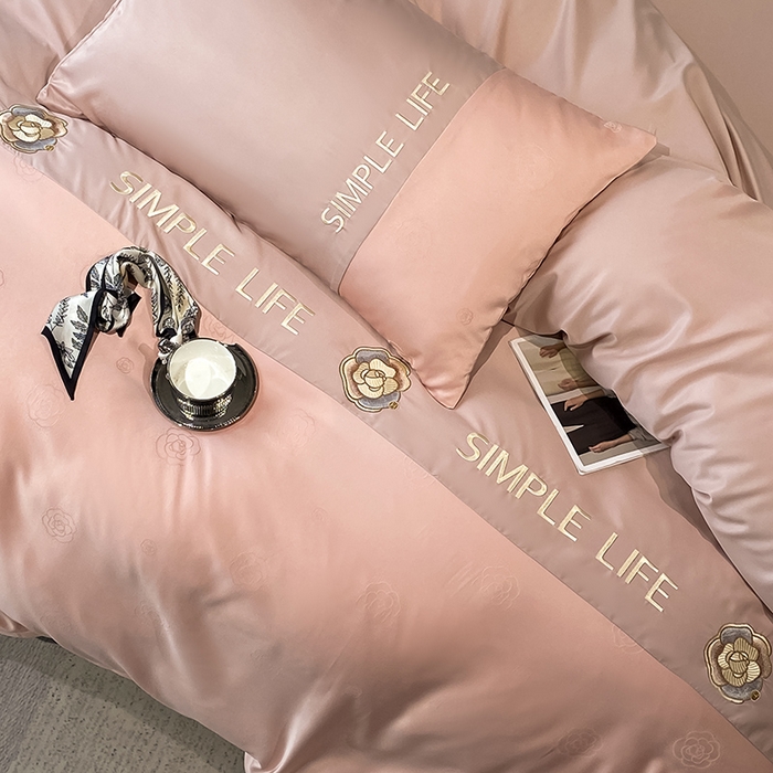 91家纺网 家纺一手货源 找家纺 澳梵 新款水洗真丝刺绣四件套【卢浮之夜】 卢浮之夜-豆沙