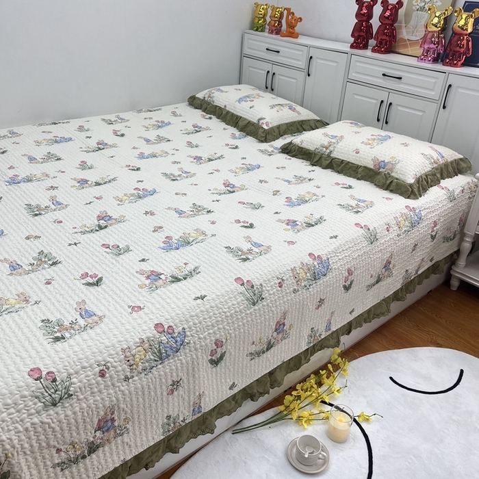 91家纺网 家纺一手货源 找家纺 暖居 2024新款支持定制纯棉榻榻米三件套单件被套农村大炕盖 幸运兔