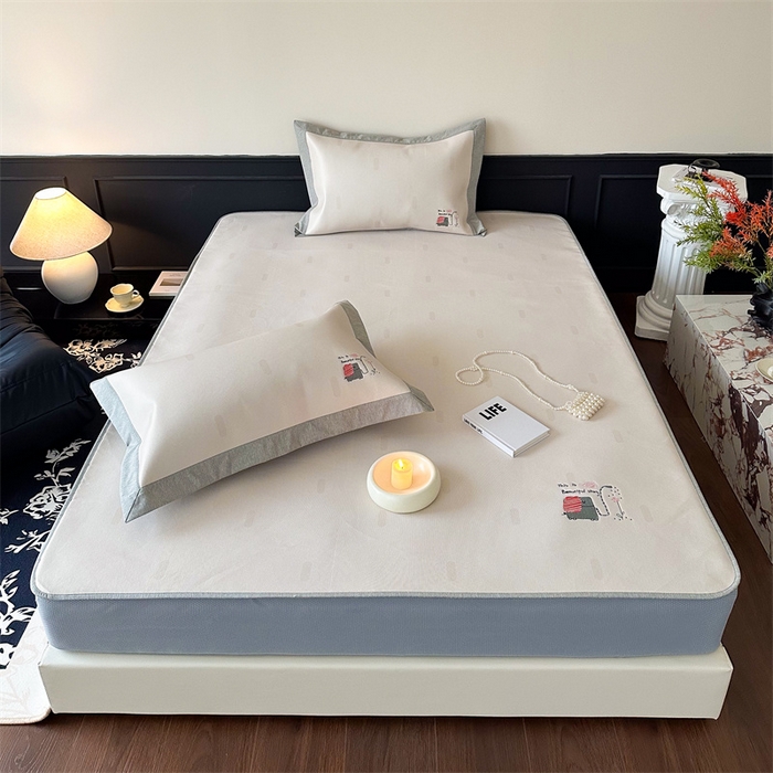 91家纺网 家纺一手货源 找家纺 甜梦 2024新款母婴级7A抗菌养生冰藤席影棚1—床笠款 波点小象（床笠款）