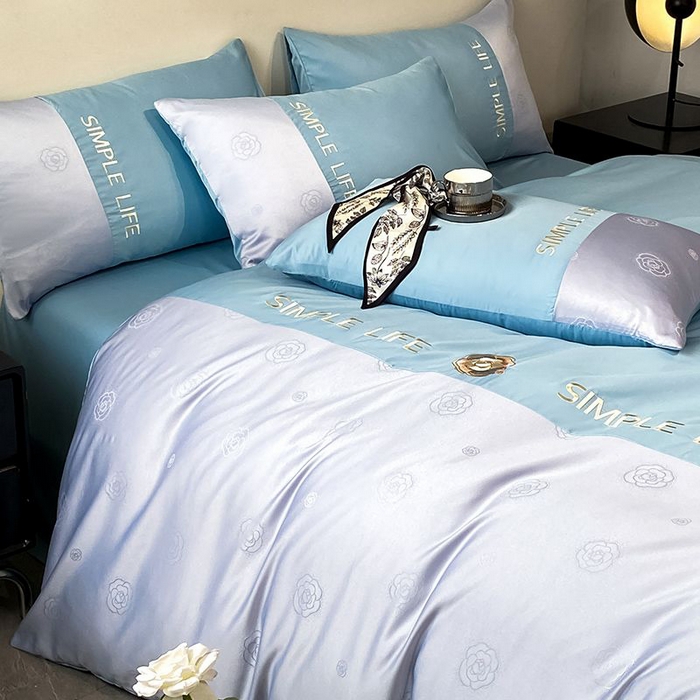 91家纺网 家纺一手货源 找家纺 澳梵 新款水洗真丝刺绣四件套【卢浮之夜】 卢浮之夜-蓝灰