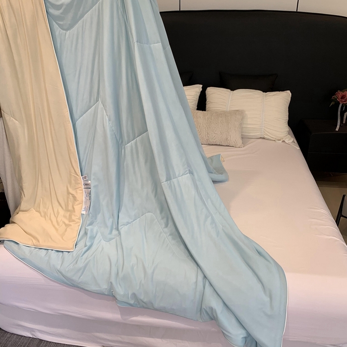 91家纺网 家纺一手货源 找家纺 奈萝家纺 2025新款A类凉感丝小凉皮夏被可机洗夏被新品空调被 蒂芙尼蓝