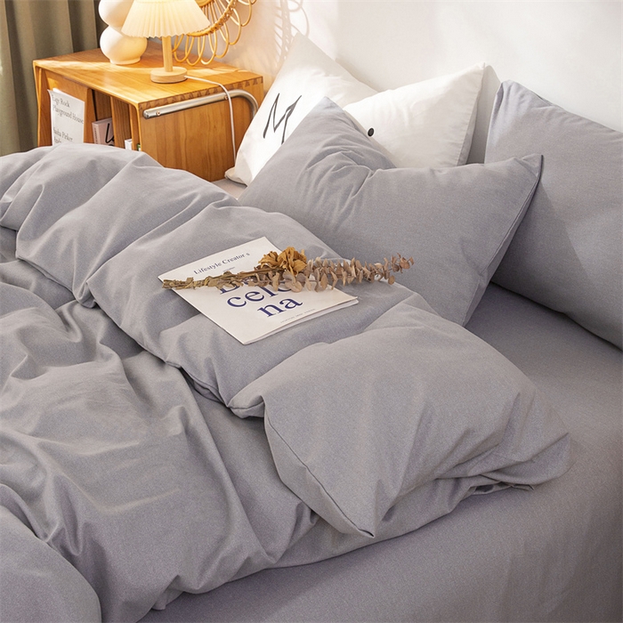 91家纺网 家纺一手货源 找家纺 金泰莱 2025新款全棉四件套长绒棉纯棉四件套纯色四件套 灰色