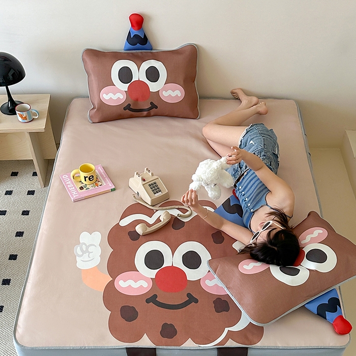 91家纺网 家纺一手货源 找家纺 昔可家纺 2024新款异形床笠款冰丝凉席 开心饼干