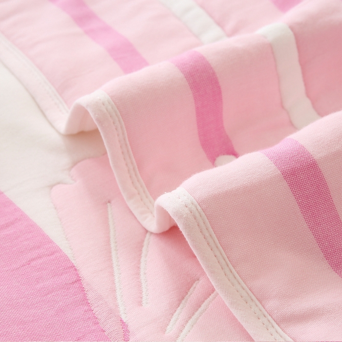 91家纺网 家纺一手货源 找家纺 朴尔家纺-毛巾被 2024年全棉十层纱布加厚儿童盖被毛巾被 爱跳舞的姑娘粉